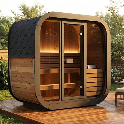 saunalife Model CL4G, Cube-Series Outdoor Home Sauna Kit, Up to 3 Persons (Sauna Heater and Sauna Stones Included)