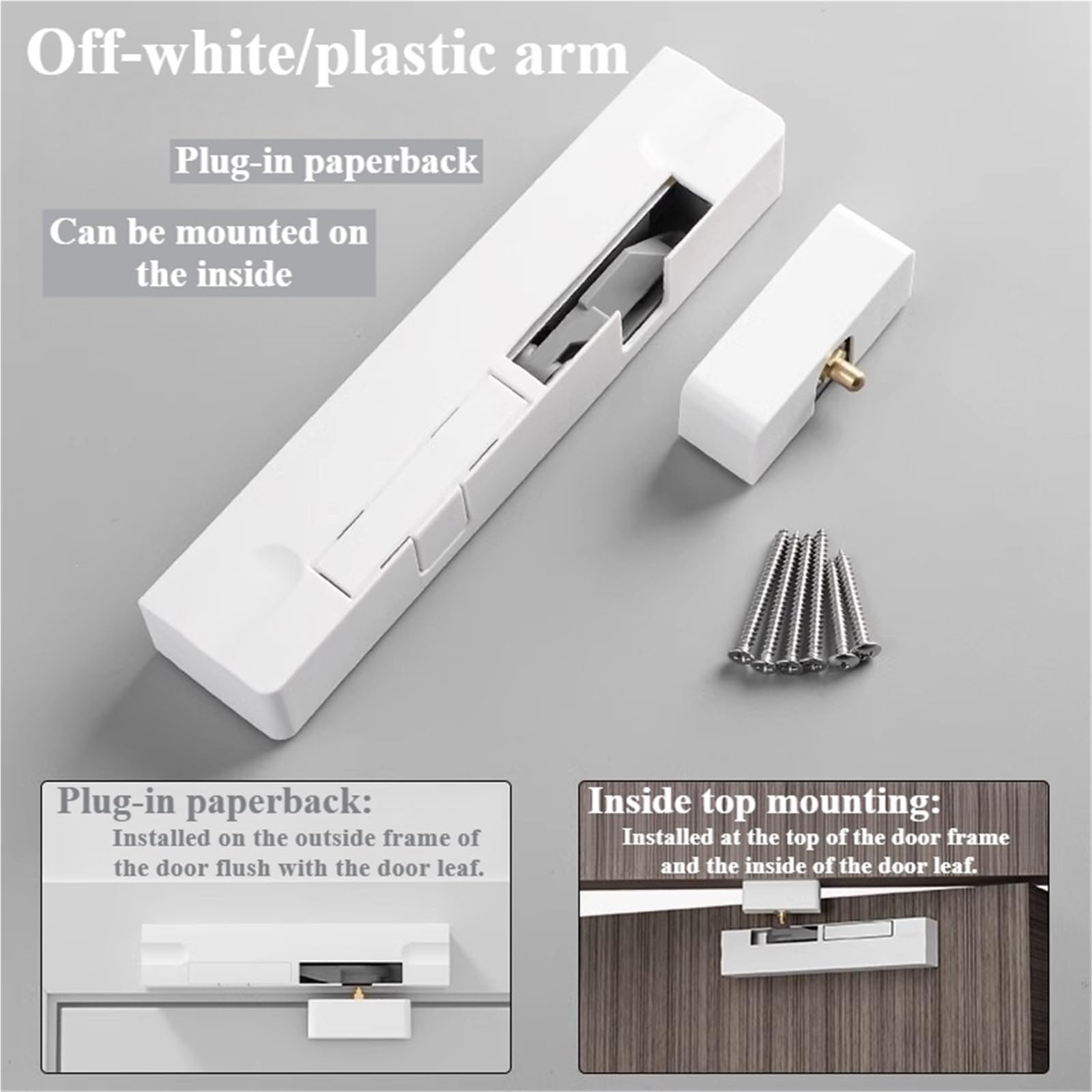 Ferme-porte hydraulique - Fermeture automatique silencieuse pour usage domestique et commercial, amortisseur facile à installer, installation côté gauche, plastique blanc