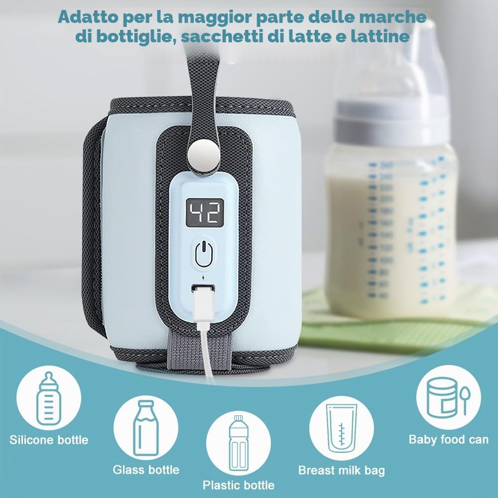 mizikuu Scaldabiberon Elettrico Auto, Sterilizzatore Biberon con Timer Digitale Display LCD Rapido Riscaldatore Di Alimenti Per Bambini Latte Materno Per Pratico da Usare a Casa e in Viaggio