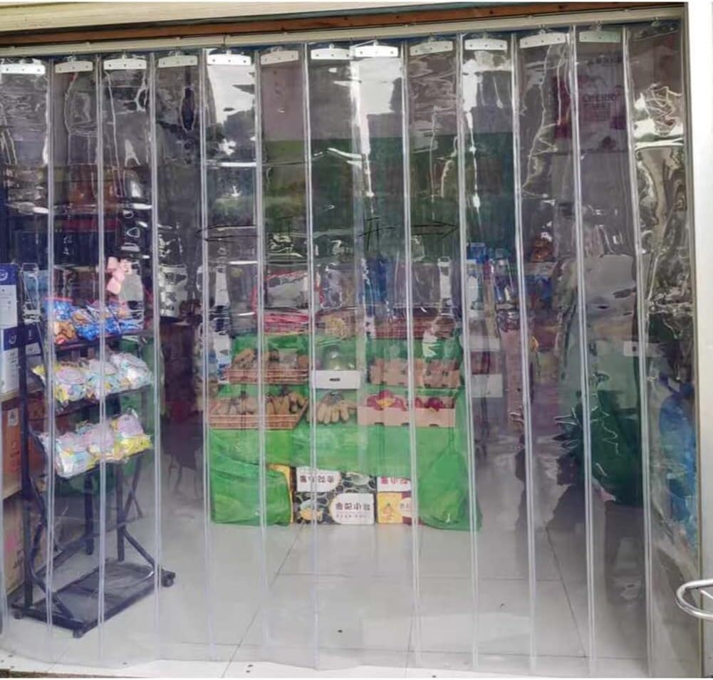 Rideaux à bandes en PVC transparent coulissant 1.8mX2m pour cloison