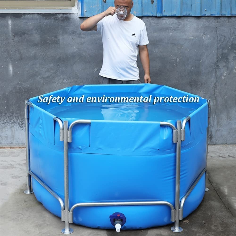 Estanque De La Piscina Del Acuario Con Soporte, Piscina Sobre El Suelo Estanque De Peces De Lona Circular Actualice El Tanque De Agua Grande Con Válvula De Drenaje For Koi De Cultivo De Jardín,