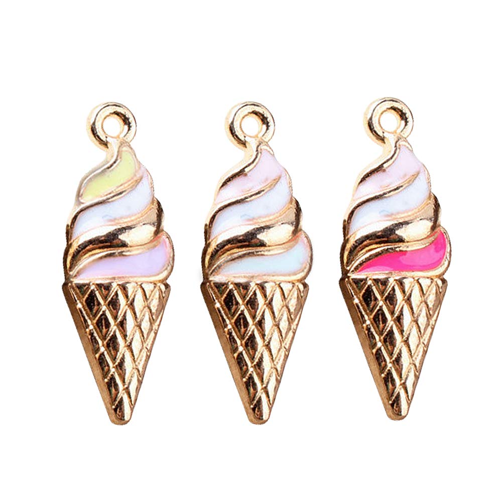 M248-E 9pcs Assorted Crystal Ice-cream Bracelet Charms Pendants Wholesale