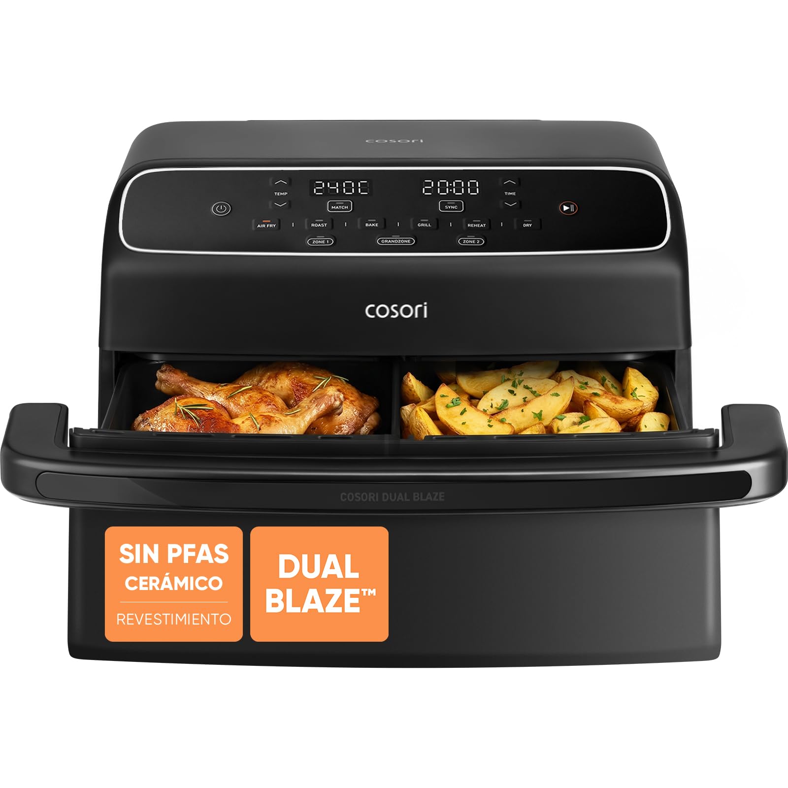 Cosori Freidora de Aire 8,6L Dual Blaze TwinFry Compact, sin PFAS ni Teflon