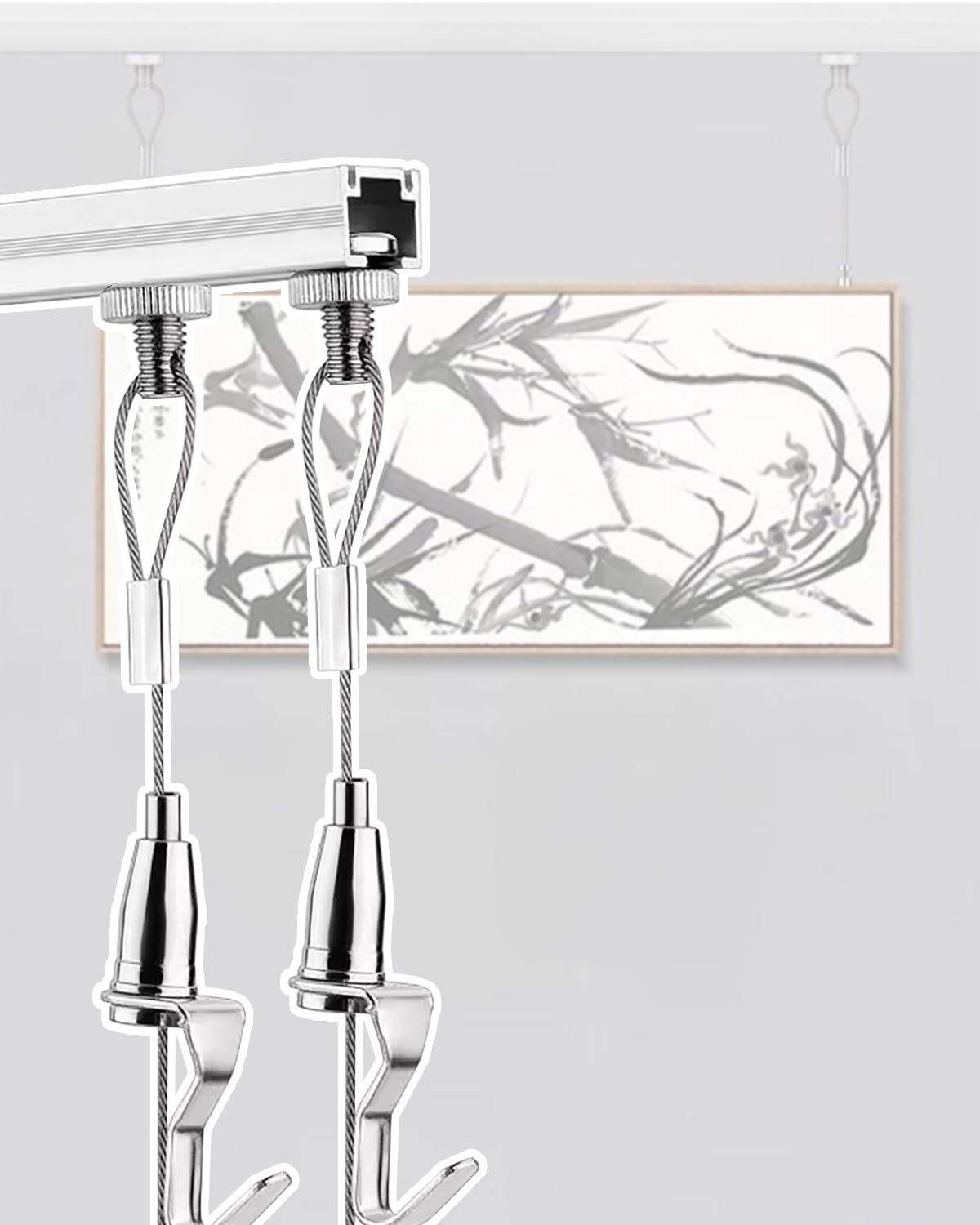 Cimaise Tableau Rail Réglable pour Tableaux (76, 102, 127, 152, 178 Cm), Système D'affichage Mural pour Galerie D'art, Kit D'exposition pour Cadres Suspendus, Flexible et Réglable(66"/167cm Track,6.5'