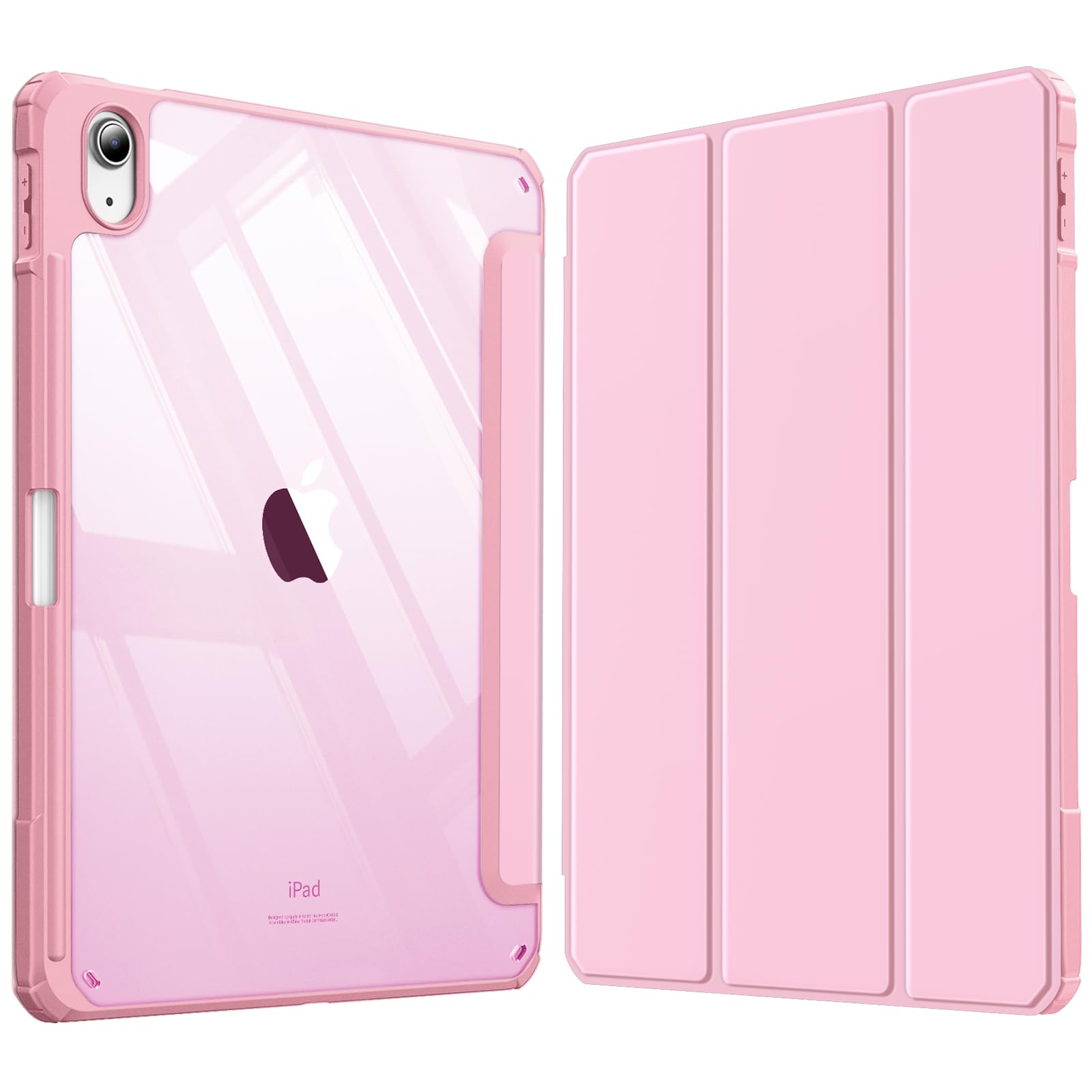Fintie Hybrid Hülle für iPad (A16) 11 Generation 11 Zoll 2025, iPad 10 Generation 10.9 Zoll 2022 mit Stifthalter - Stoßfeste Schutzhülle mit transparenter Hartschale auf der Rückseite, Rosa