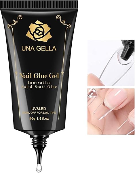 UNA GELLA Gel Nail Glue, Solid Nails Gl ue Gel 40ml Lamp Curing Needed Soak Off G LUE Strong Nail G LUE G el for Acrylic Fake Nails Tips Extension Press On Nails for Gelly Tips