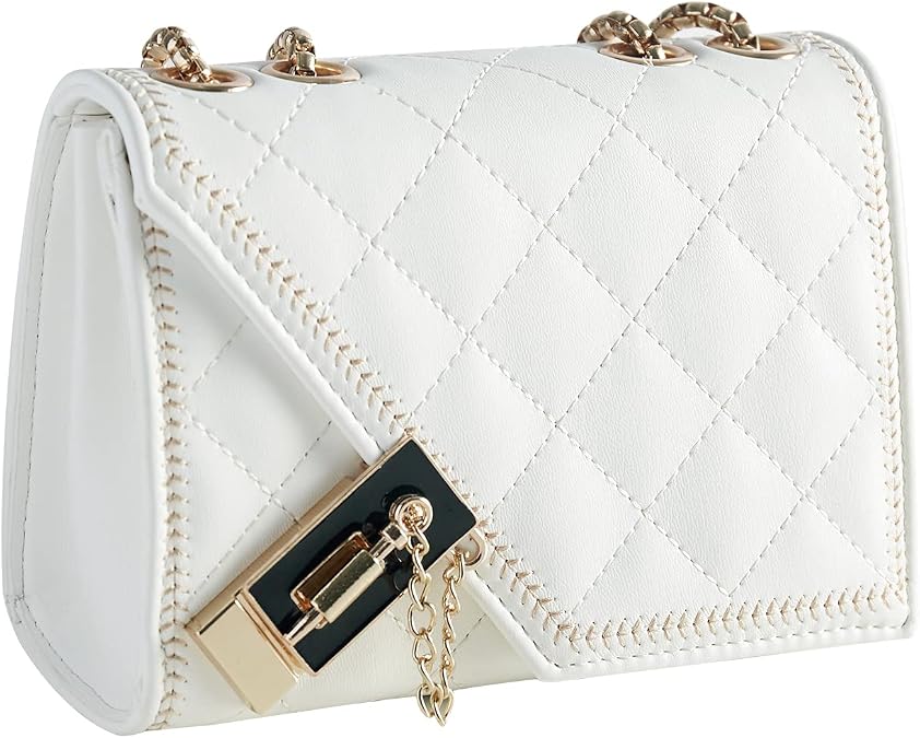 Aiqudou Quilted Crossbody Bag for Women - Leather Shoulder Bag Fashion Chain Small Purse