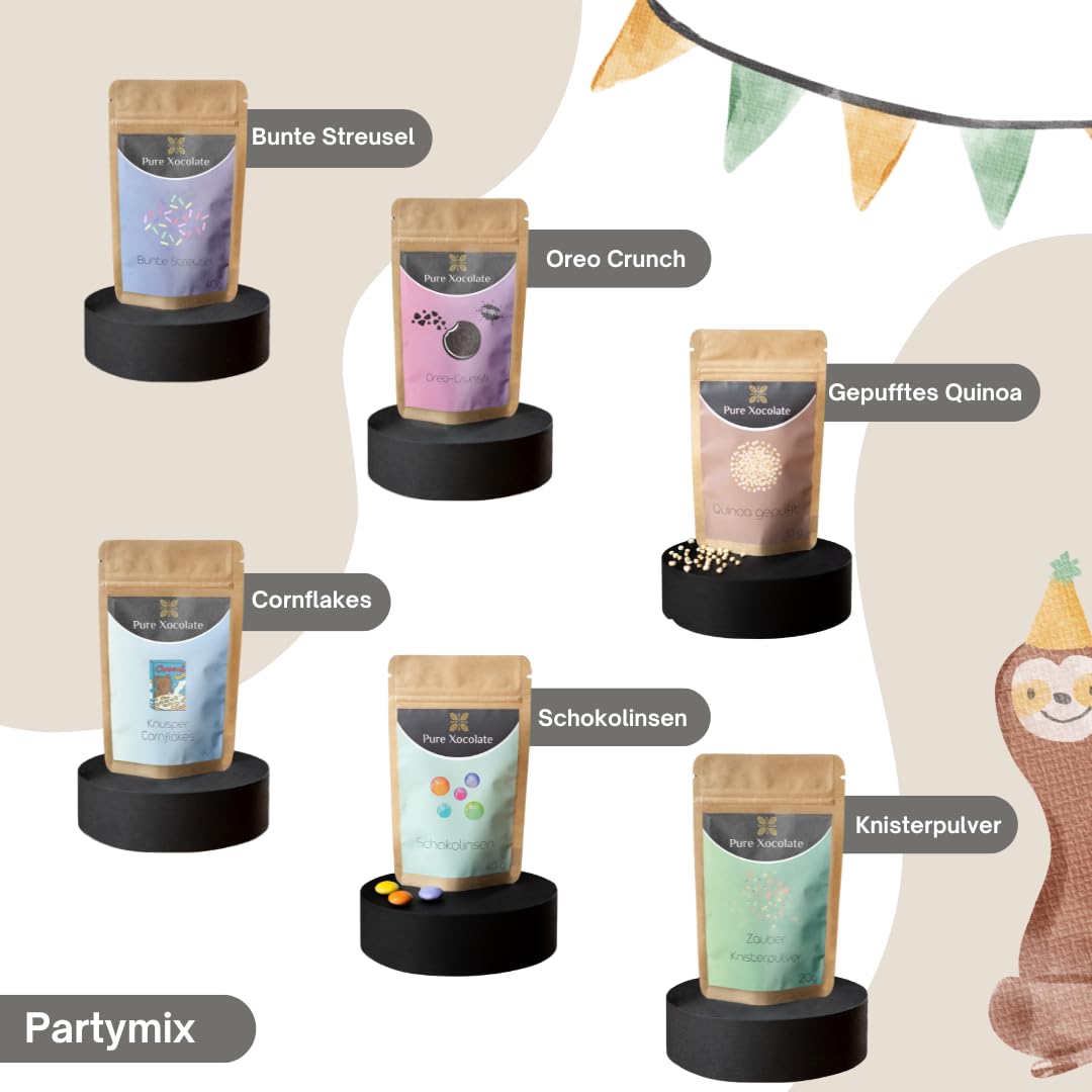 Pure Xocolate – Schokolade selber machen – Kreativset für 4 Kinder – inkl. 400g Schokolade, 6 bunte Toppings & Silikonform – Kindergeburtstag drinnen – DIY Set (Volle Größe, Mini-Tafel-Silikonform)