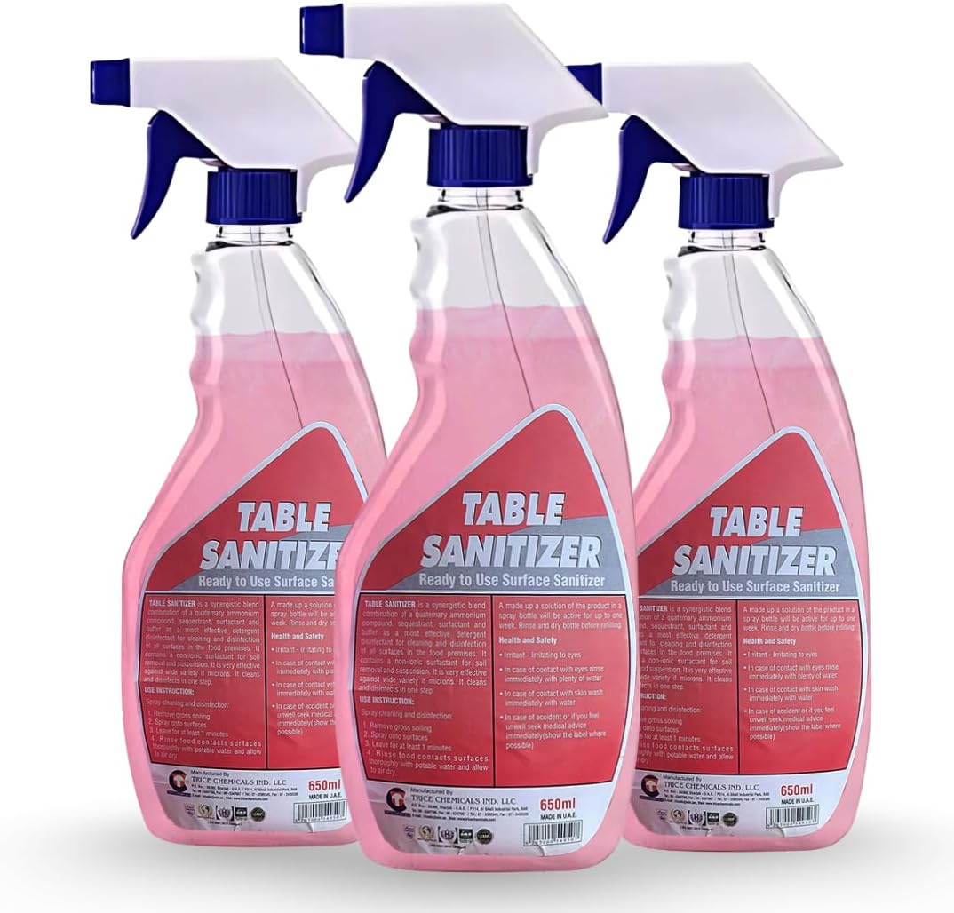 High-Efficiency Table & Multi-Surface Sanitizer Spray – Reliable Cleaning for Every Surface 650ML, Pack of 3.