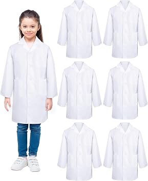 Taiyin 6 Pcs White Lab Doctor Coat science bulk for Kids, Unisex,XL Size
