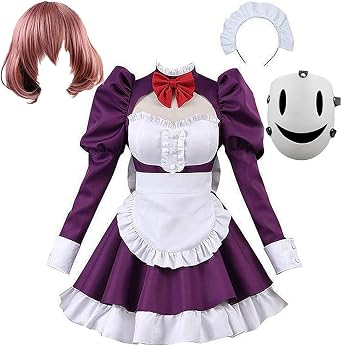Oikawa High Rise Invasion Cosplay Costume Maid Dress Lolita Dress Full Sets with Mask for Women Halloween