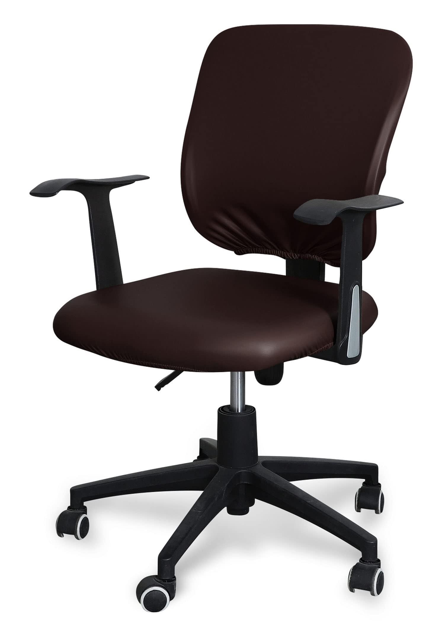 NMVAWIPT PU Leather Office Chair Cover, Water Resistant Computer Slipcover Stretch Boss Slipcovers Removable Protector(Coffee)