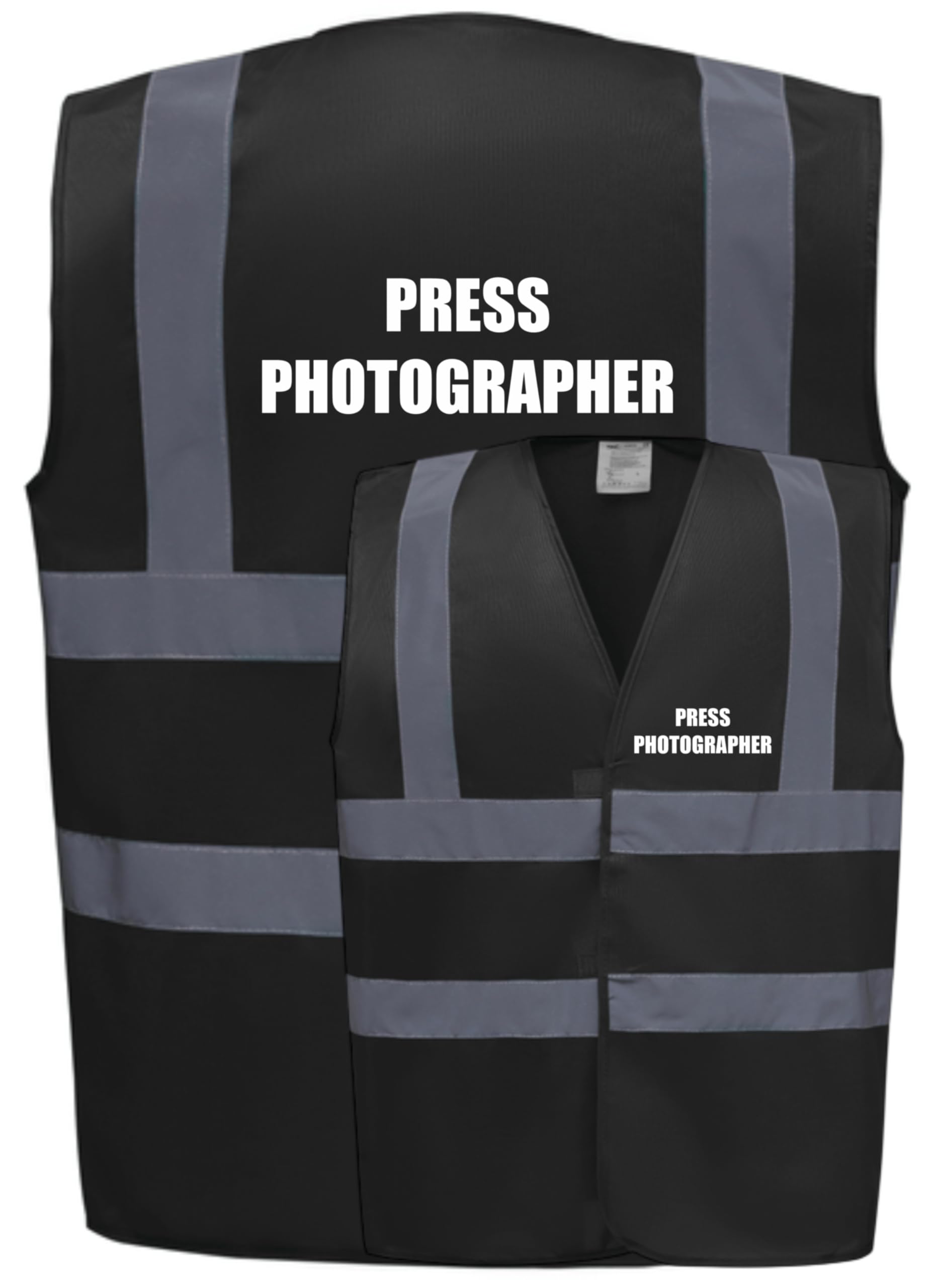 Brook Hi Vis Uk Unisex Black Hi Vis Vest Press Photographer Vest Waistcoat Safety Vest XX-Large