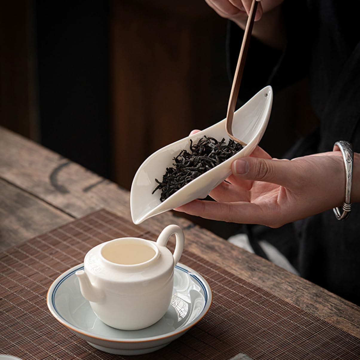 2pcs Elegant Ceramic Tea Scoop Set Smooth Teaspoons for Tea Ceremony Accessories Loose Leaf Brewing and Serving
