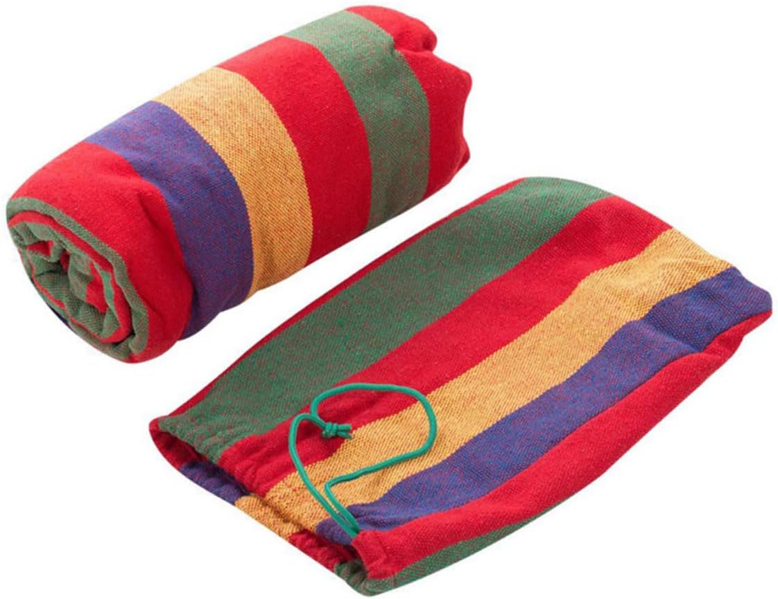 Double Thickened Canvas Outdoor Hammock with Two Binding Ropes and Carry Bag Lightweight Camping Swing Chair in Red for Travel Backpacking Relaxation