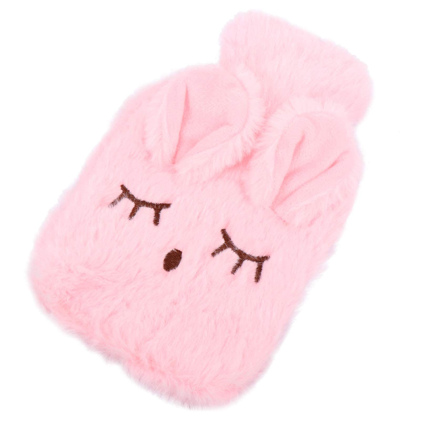 Azonee 1 Set Hot Water Bottle Plush Rabbit Detachable Winter Hand Warmer Hot Water Bag with Cover for Cramps Pain Relief Arthritis Aches Pains (Pink)
