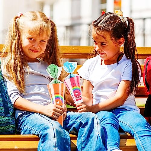 COLOFALLA 10 Stk Schultüte für Mädchen Junge Klein Geschwister Schultüte Schulkind Regenbogen-Boho Zuckertüten zum Befüllen Geschwistertüte Deko für Einschulung Schulanfang Abschiedsgeschenk