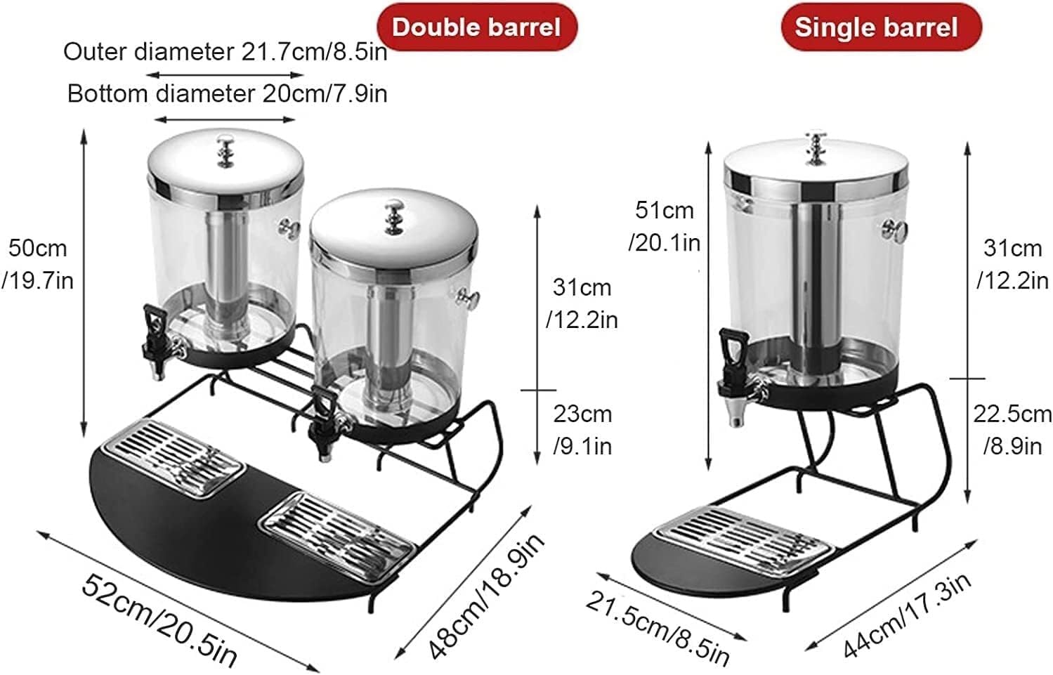 Beer Tower Dispenser, Drink Dispenser Beer Tower Drink Dispenser Commercial Beer Dispenser 8L Cold and Hot Dual Use Beverage Dispenser Self-Service Stainless Steel P,One Color