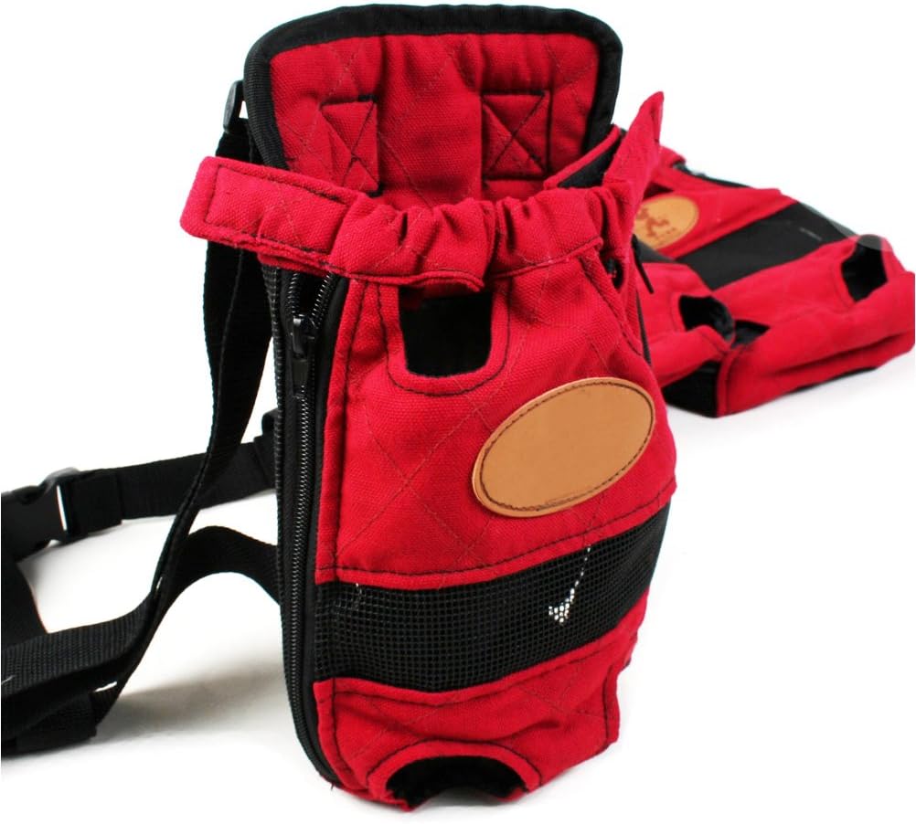 YINGPET Multifunction Dog Legs Out Front Carrier Breathable Cotton Canvas Pet Bag Backpack Sling Chest Bag (L(5.5kg))