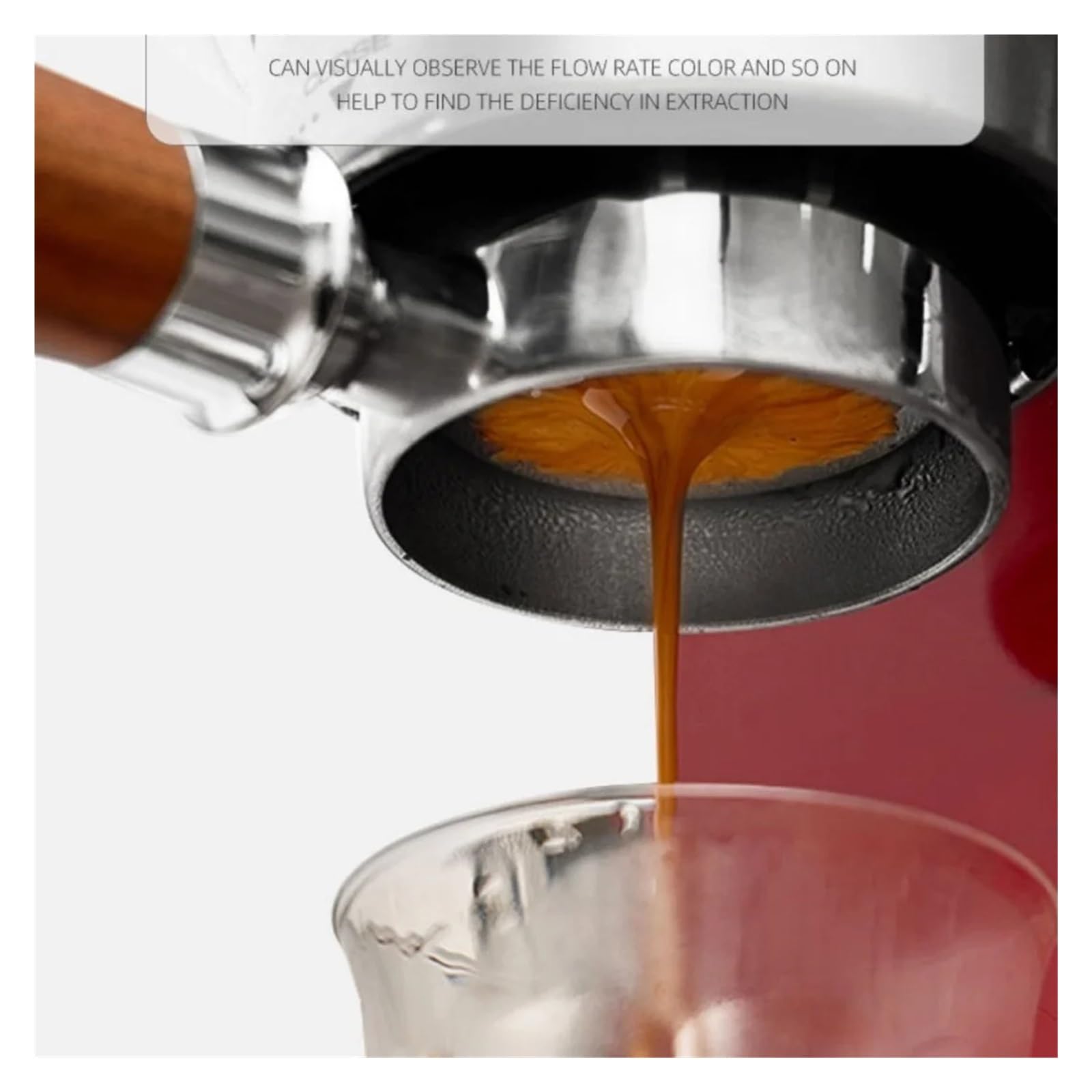Portafiltro, compatibile con CASABREWS, manico naked 51mm | Manico espresso di ricambio, acciaio inox 304, 3 orecchie, 3.88-4mm, 2 dosi 14-18g(Black rosewood)