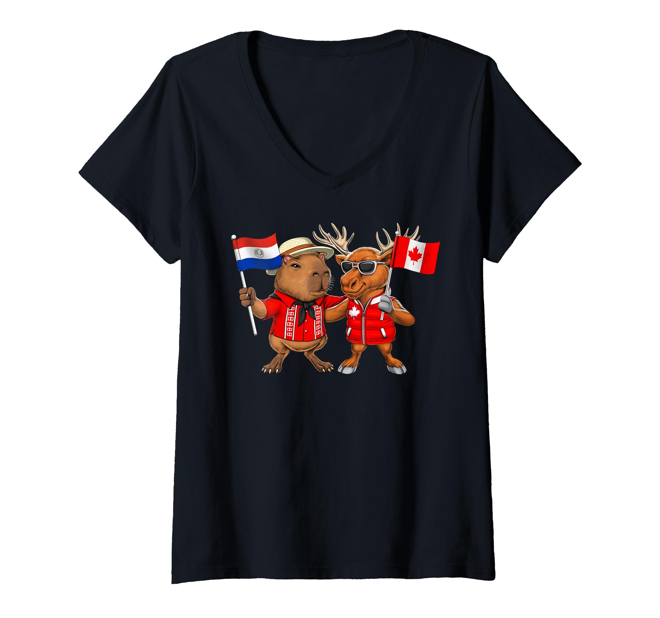 Women's Paraguay Canada Roots Paraguayan Flag Proud Canadian V-Neck T-Shirt