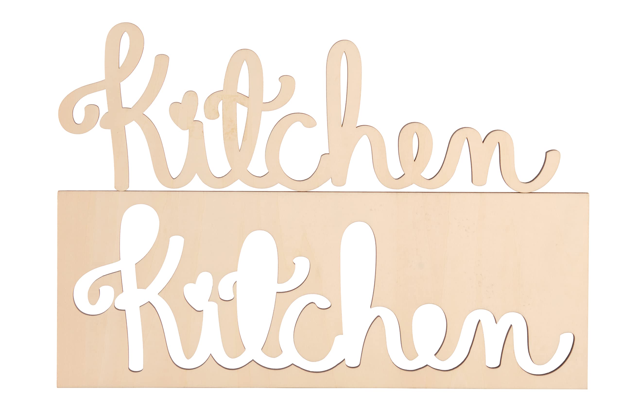 Way Of Hearts - Wooden Kitchen Sign for Wall Art Rustic Farmhouse Decor Vintage Home Decorations Cute Cut Sign, DIY, Natural Plywood 13" x 4.4" 5/16"