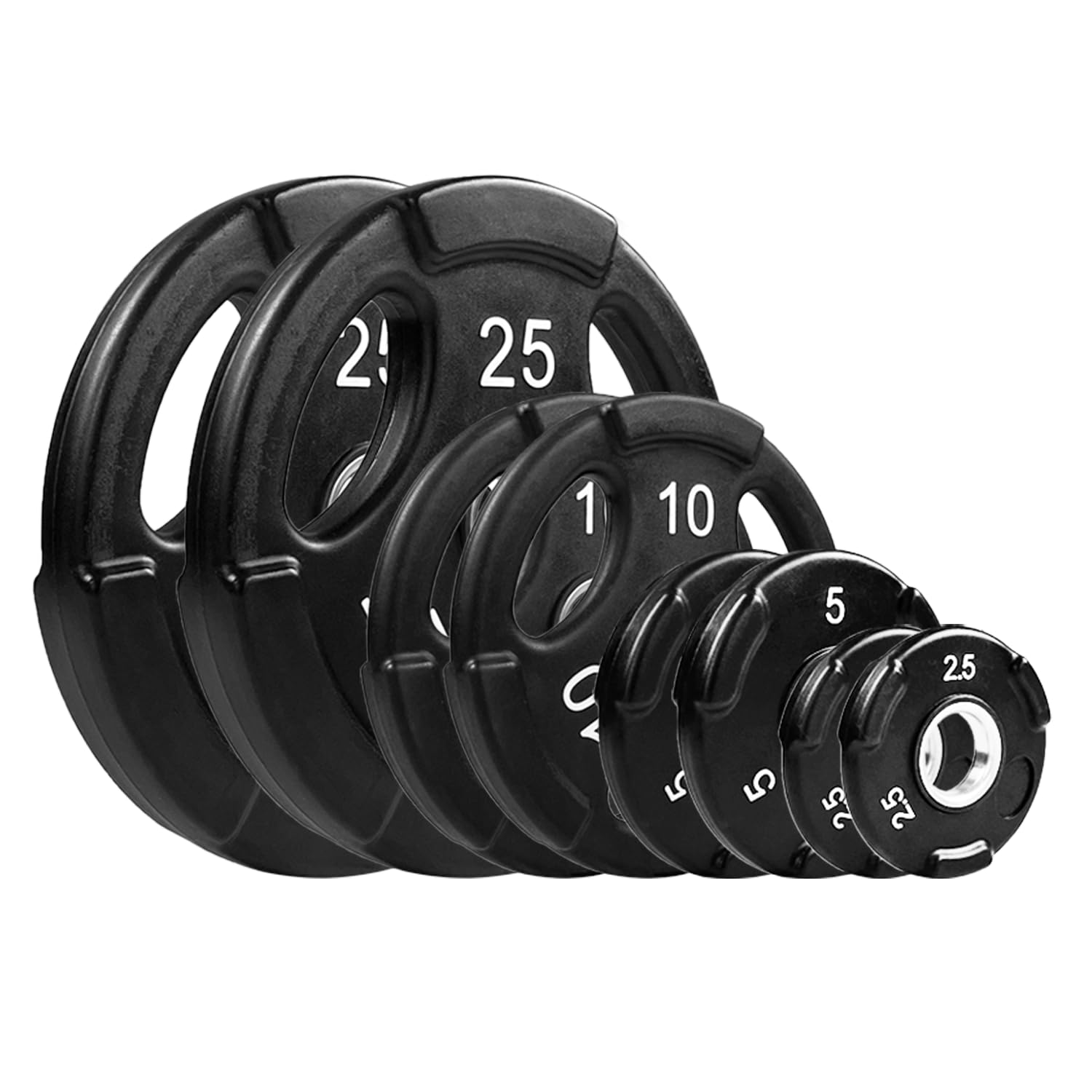 NEXO Commercial Urethane Grip 85lb Plate Set - Includes 2x 25's, 2x 10's, 2x 5's, and 2x 2.5's - Olympic 2 Inch, Premium Finish for Weight Training Home or Commercial