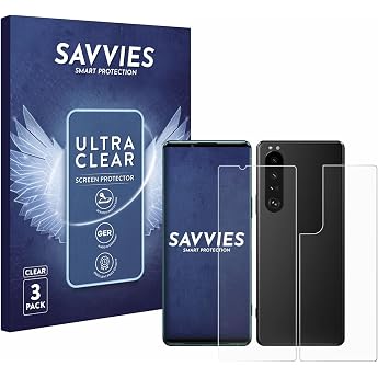 Savvies Screen Protectors for Sony Xperia 5 III Display and Rear Ultra Transparent Pack of 6