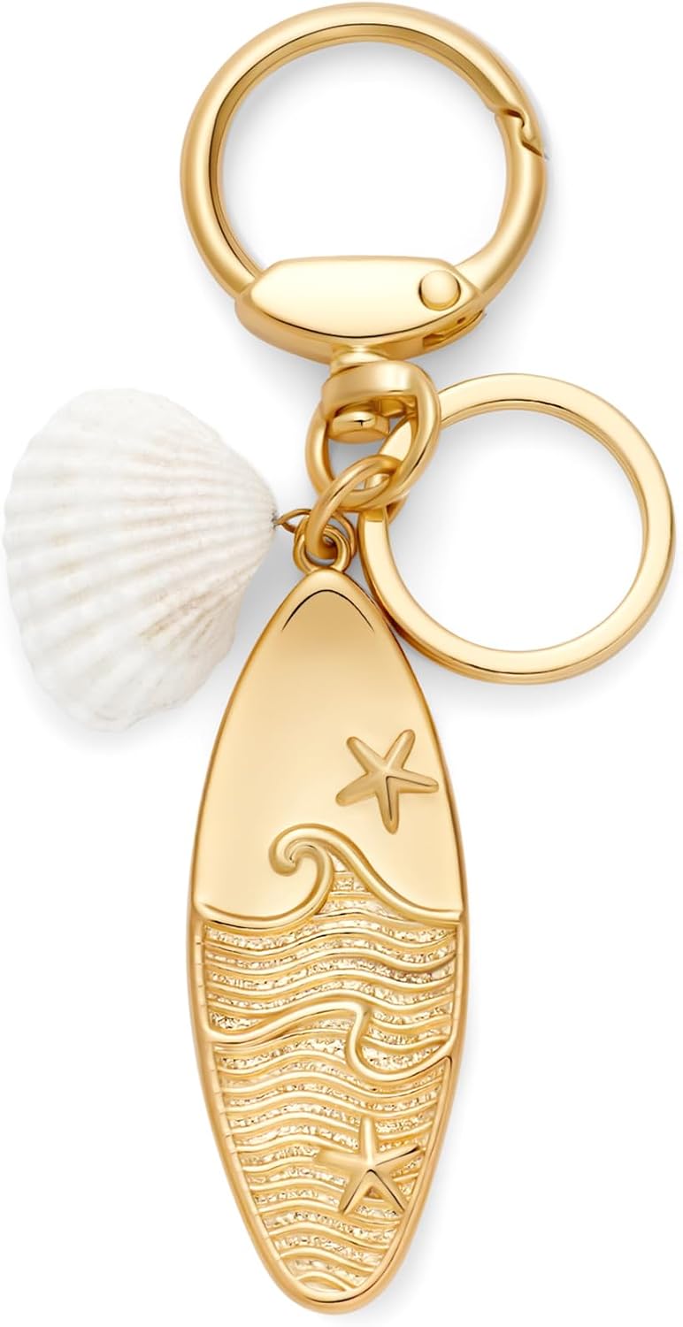 Beach Surfboard Fish Coconut Palm Keychain Bag Charm Accessories