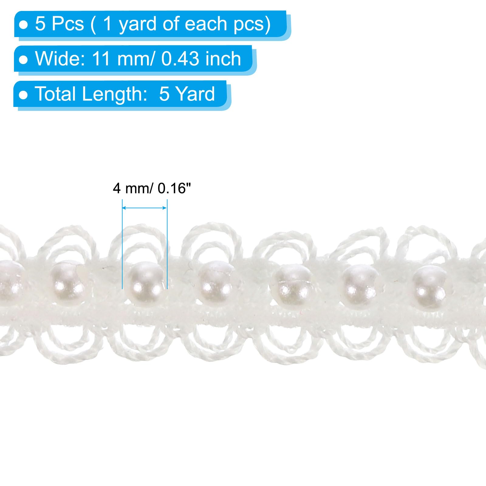 PATIKIL 5 Yard Faux Pearl Lace Ribbon - Image 2