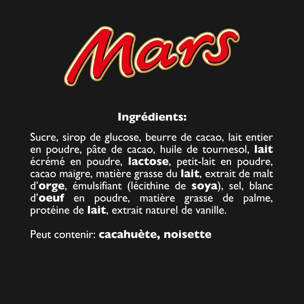 MARS - Barres Chocolat au Lait, Nougat & Caramel - Grand format - 32 x 51g