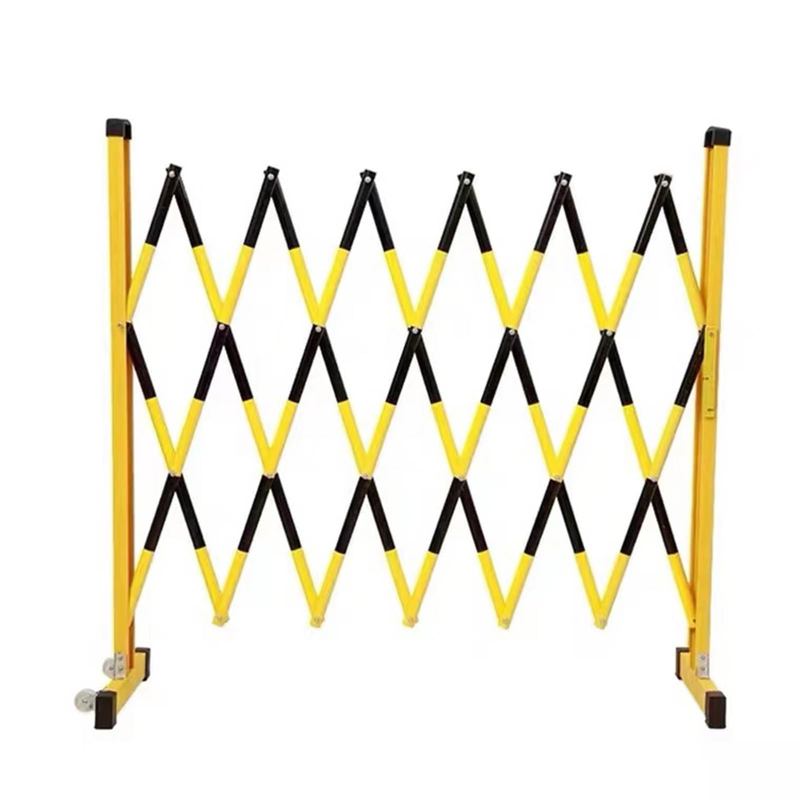 Expandable Mobile Guardrail, Easy to Assemble Security Guardrail with Casters, Road Garage Construction Driveway Fence Retractable Traffic Scissor Gate (H120CM+L200cm/6.5ft)