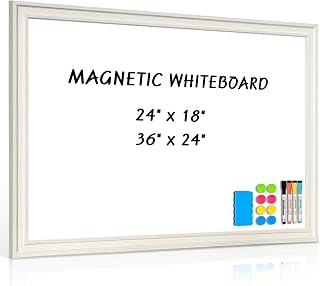 QUEENLINK Large White Board with Vintage Frame