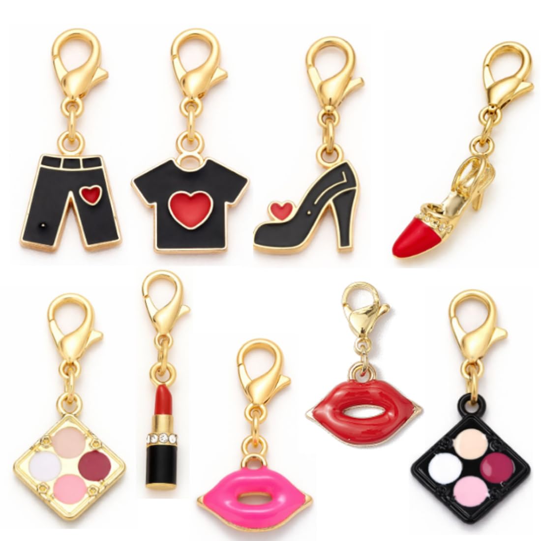 Enamel Charms Set with Lobster Clasp – Gold Plated Decorative Charms for Jewellery Making, Bracelet & Keychain-image-40