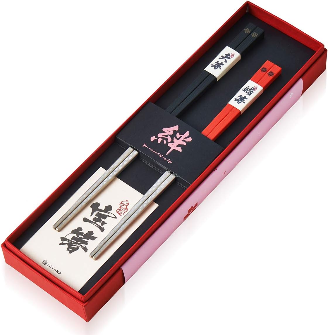 Sakura Chopsticks"Meotobashi" Couple Gift Set - LAYANA BAOQUAI Square Chopsticks