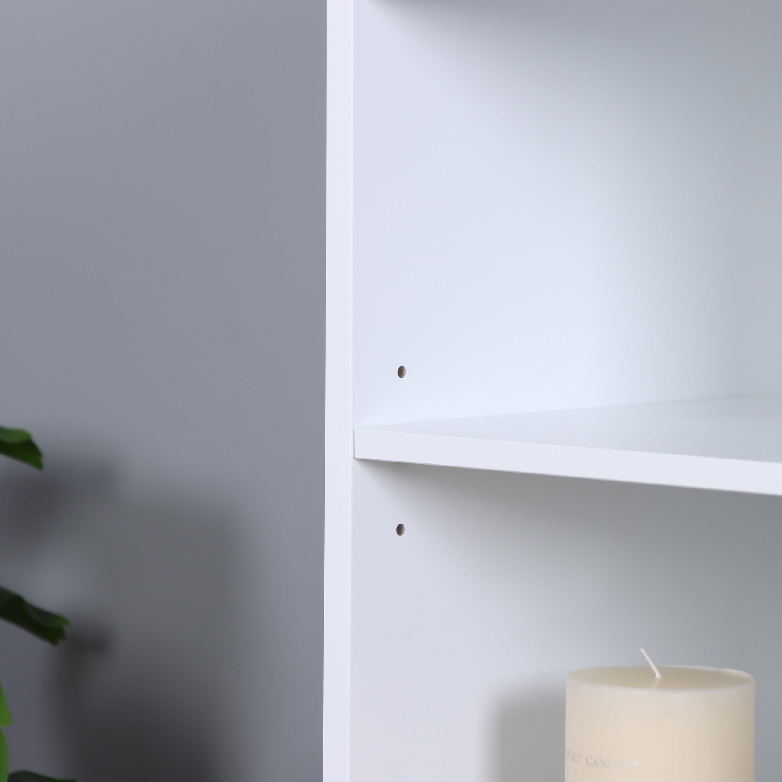 Relaxdays Badezimmerschrank, HxBxT: 86x40,5x36 cm, 4 Fächer, 2 Türen, MDF, schmaler Badezimmer Beistellschrank, weiß
