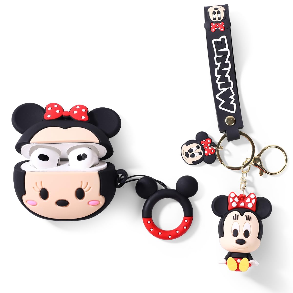 Cute Case for AirPods 3rd Generation with Doll and Anti-Lost Lanyard Keychain, XMBYGY Silicone Case Protective Shockproof Covers with Kits for Boys