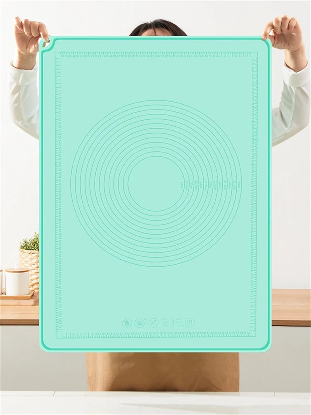 Teigknetmatte Extra große Silikon-Knetmatte, verdicktes Schneidebrett, Backbrett, Antihaftbeschichtung und Nudelmatte for den Haushalt(60x85cm)