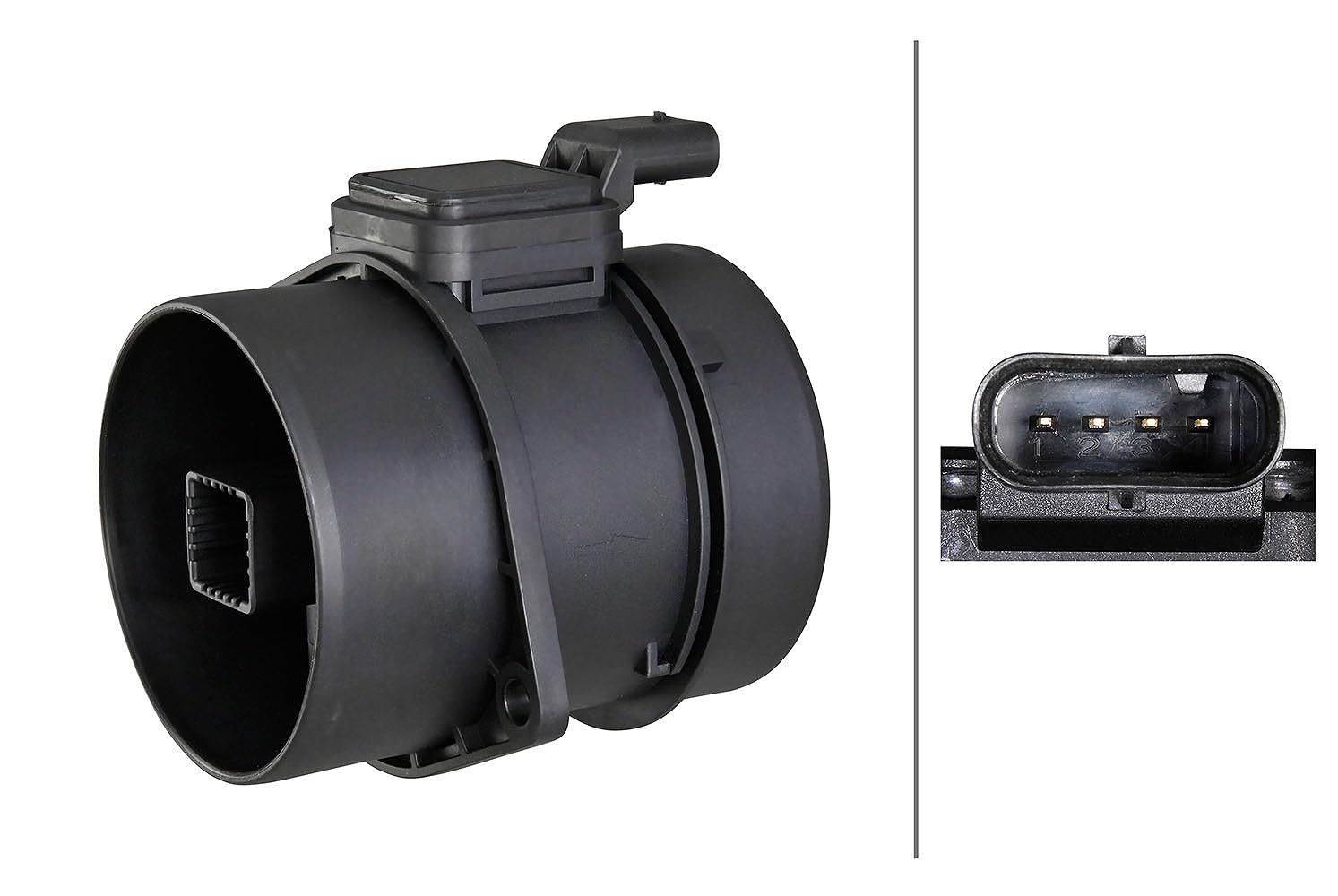 HELLA 8Et 358 095-321 Débitmètre De Masse D'Air - 4Pôle - Tubulure - Sans Joint D'Étanchéite