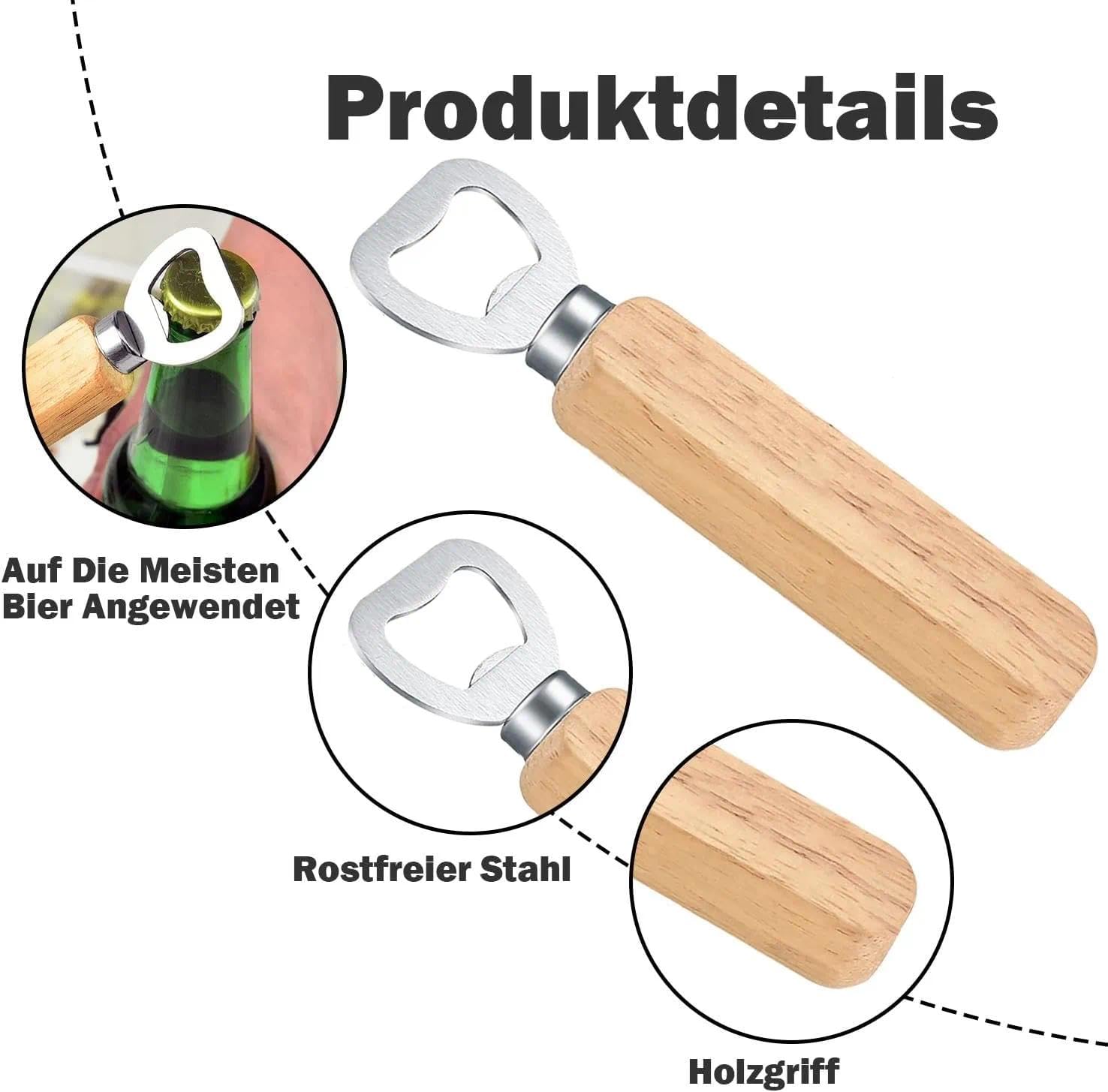 Apribottiglie in legno, apribottiglie per birra, apribottiglie con manico in legno, regalo per uomini e amanti della birra, 50 pezzi