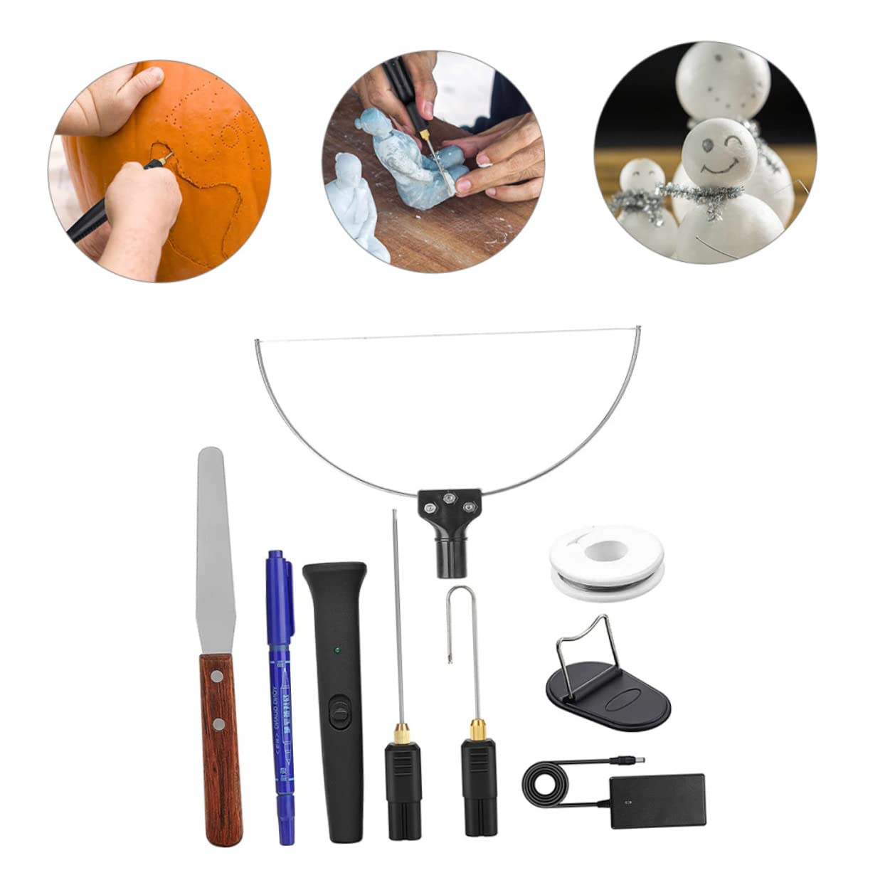 Angoily Cortador De Espuma Eléctrico Alambre Caliente Para Manualidades, Herramienta De Corte En Caliente De 9 Piezas, Abs y Acero Inoxidable, Uso Artesanal y Hobby Creativo