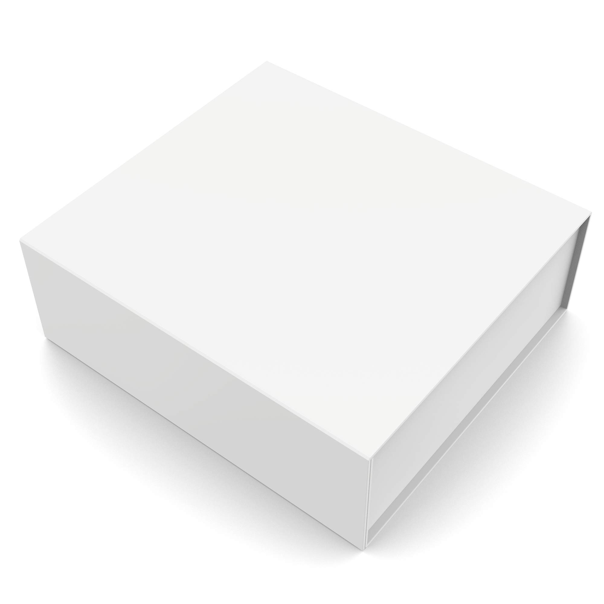 JiaWei Geschenkbox 1 Stück, 28x28x10.5 cm Geschenkkarton mit Magnetisch Deckel, Grußkarten & Geschenkverpackung Seidenpapier - Weiß