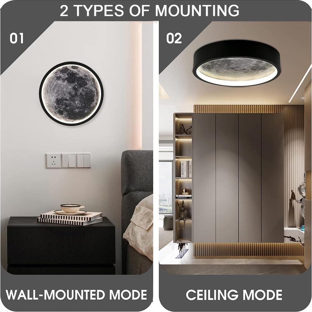 Lampa ścienna LED z możliwością przyciemniania w kształcie księżyca do wnętrz z przełącznikiem 3D przewodowa lampka nocna lampa do salonu sypialni lampa sufitowa