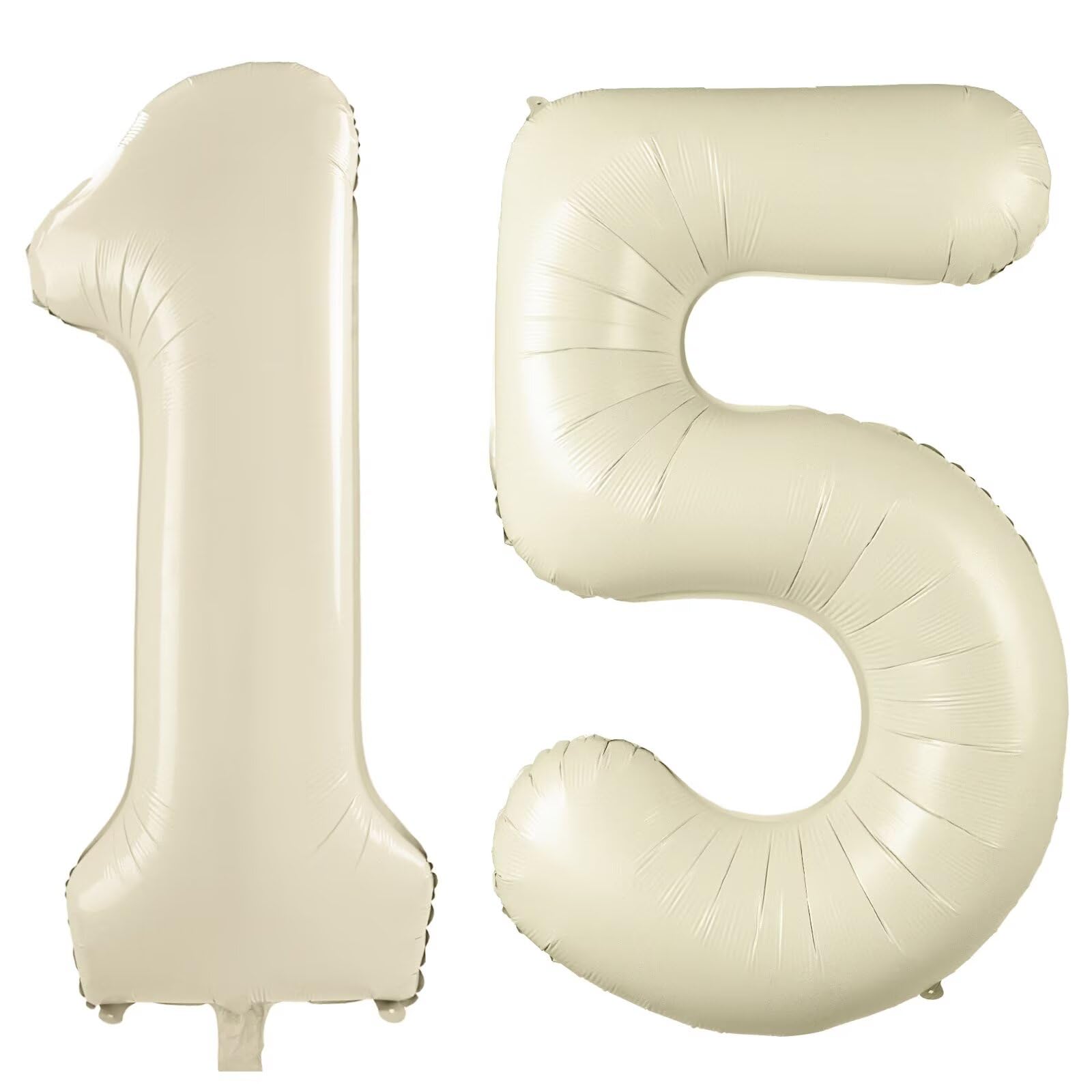 Cream White Number 15 Balloons 40 Inch Large Aluminum Foil Number Balloons