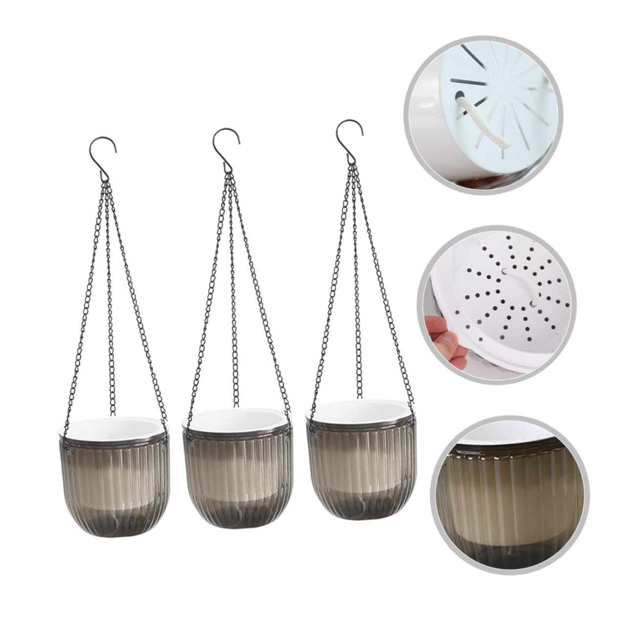 POPETPOP 3pièces Jardinière Suspendue Auto-irrigable Pots de Fleurs pour Plantes Intérieur Jardinières Suspendues pour Balcon et Maison