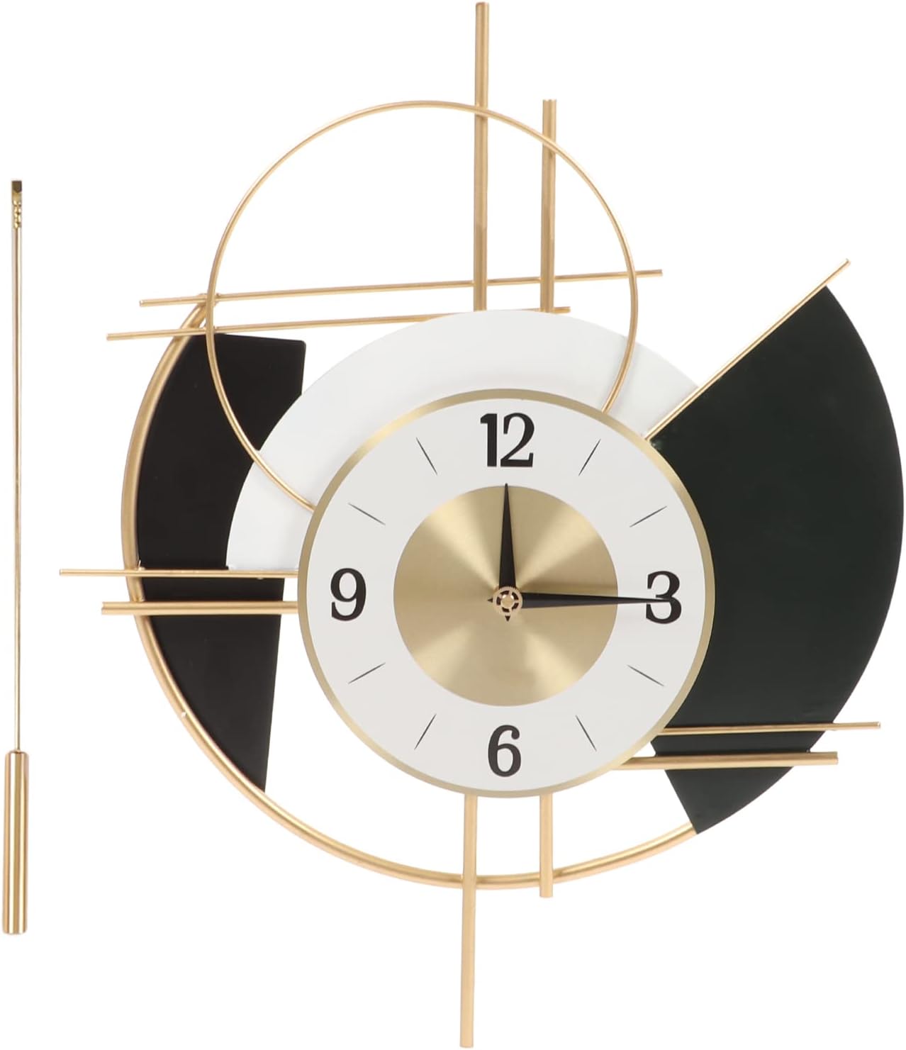 Diydeg Wall Clocks for Living Room Decor, Metal Frame Black Gold Industrial Vintage Hanging Clock, Battery Operated Silent Electrostatic Spray Paint Farmhouse Clocks for Bedroom