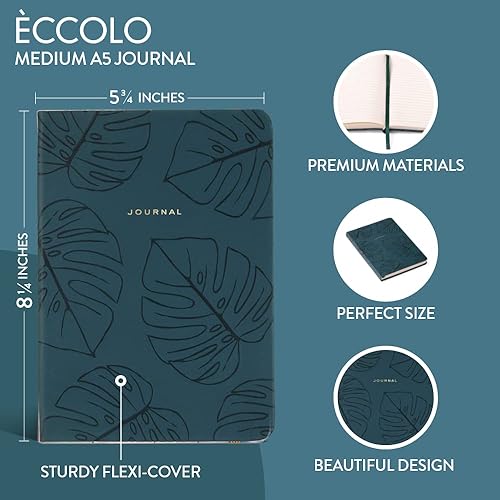 Vista 27 de Eccolo - Cuaderno de diario rayado, tapa dura rosa, incluye bolígrafo y soporte, 256 páginas a rayas, 5.75 x 8.25 pulgadas Rosa con soporte