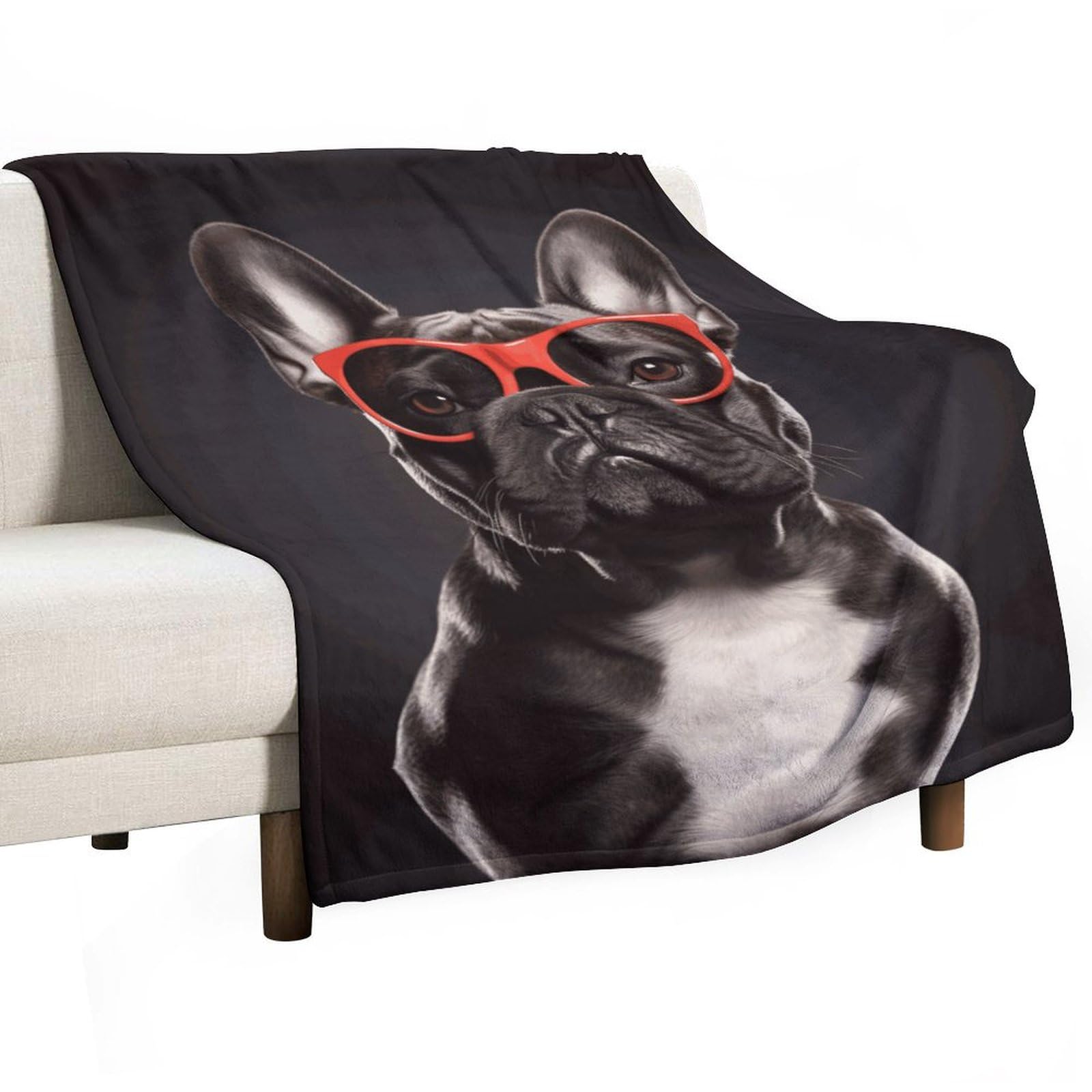 Couverture polaire bouledogue français pour protéger le canapé avec confort