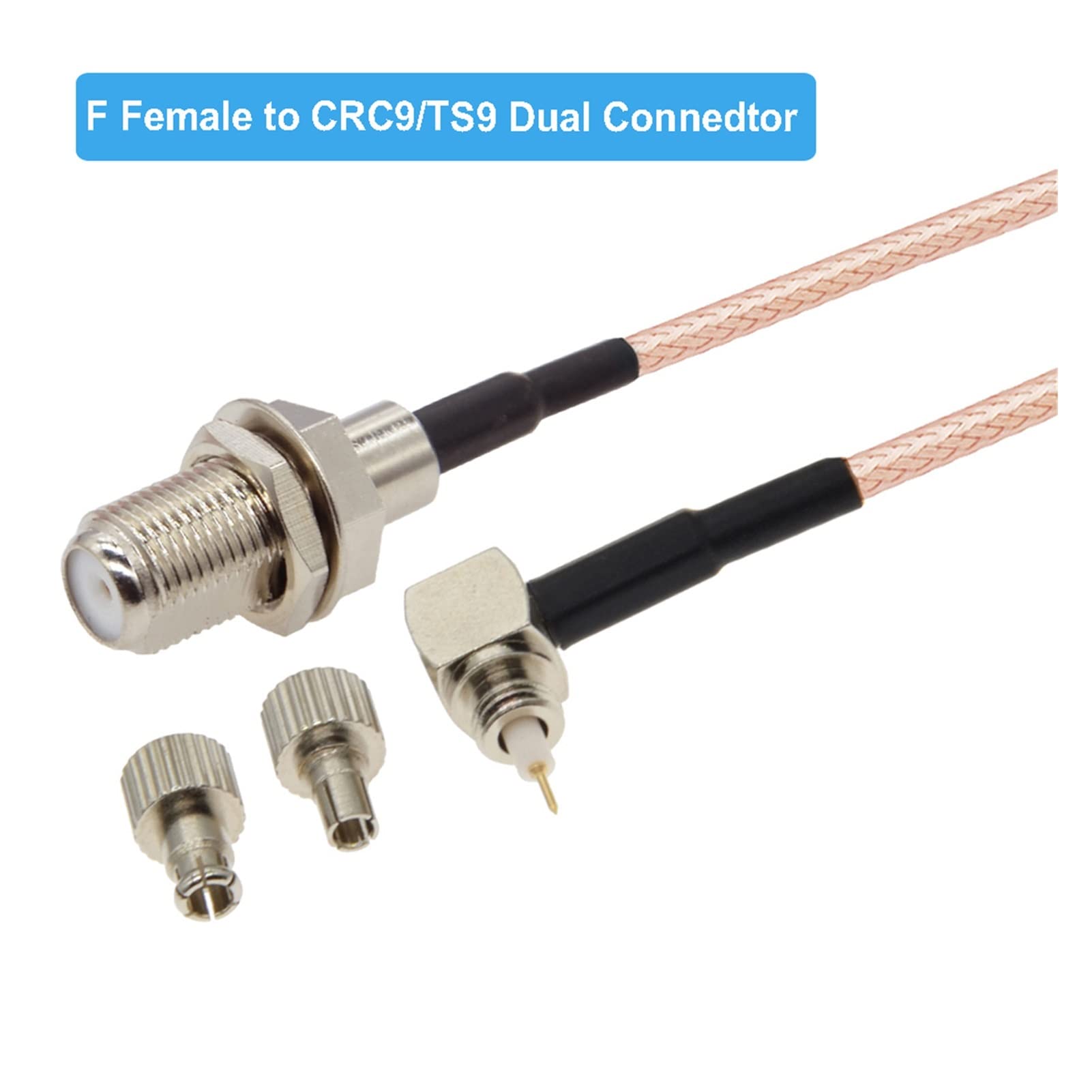 2 szt. F do TS9 F kabel żeński do CRC9 męski kąt prosty RG316 kabel koncentryczny RF 3G kabel przedłużający antenę Jumper Pigtail (kolor: F do TS9, rozmiar: 30 cm)