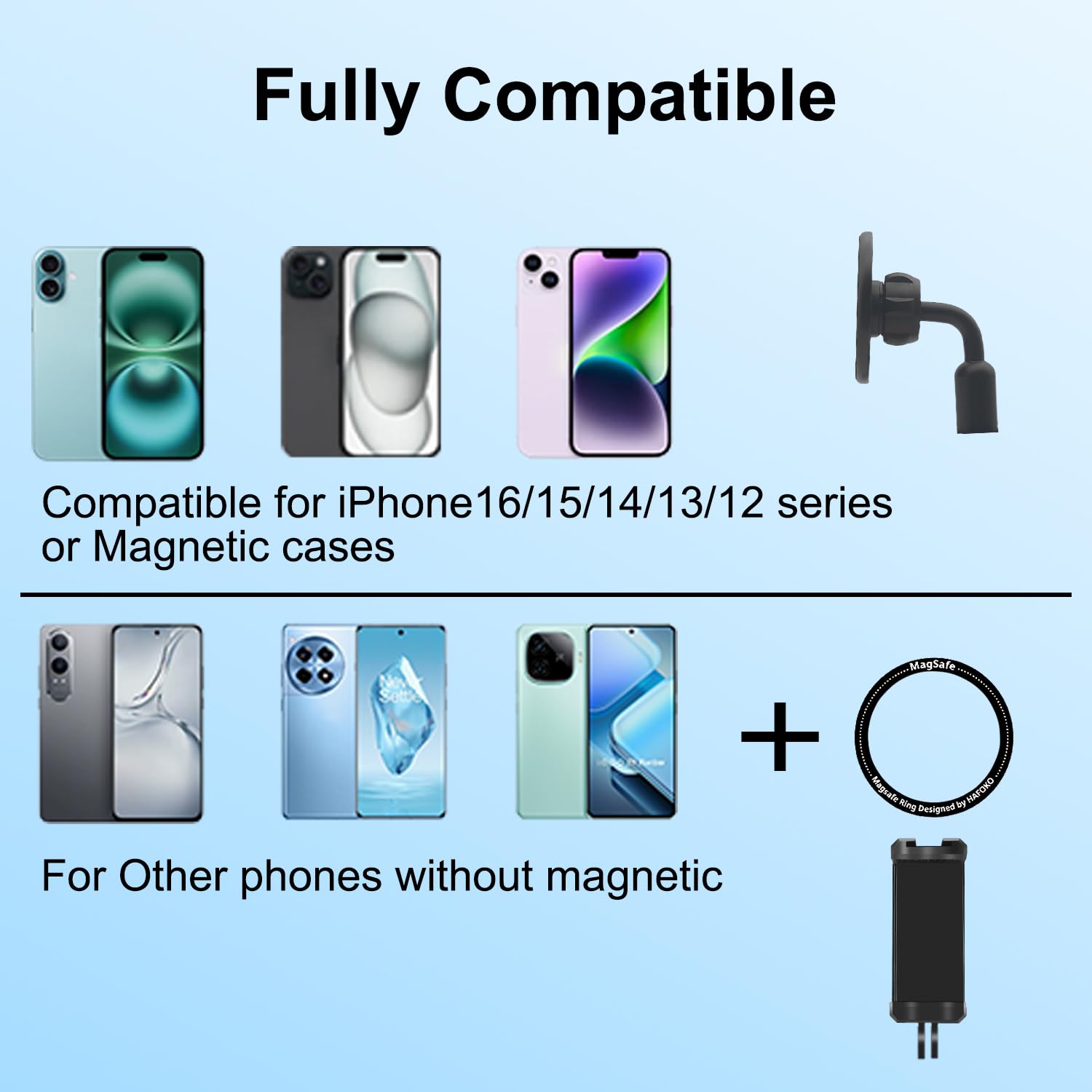 59" Magnético Golf Selfies Palo Trípode Compatible con iPhone,Ajustable Aluminio Teléfono Trípode Monopié Punta Tierra Golf Swing Entrenamiento Compatible con GoPro Cámaras Vídeo Grabación